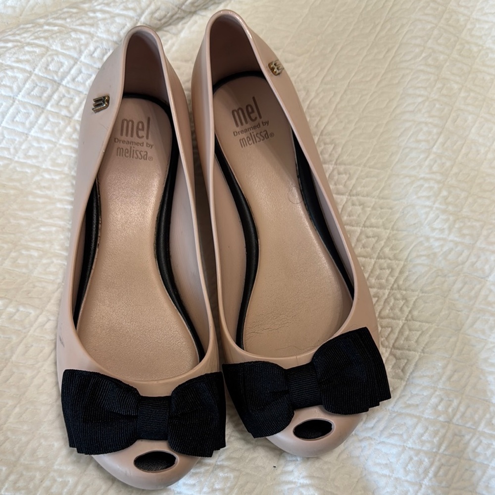 Melissa Women's Pink Peep Toe Flats